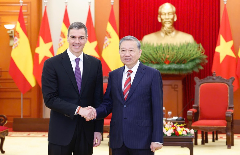 Tổng Bí thư Tô Lâm tiếp Thủ tướng Tây Ban Nha Pedro Sánchez